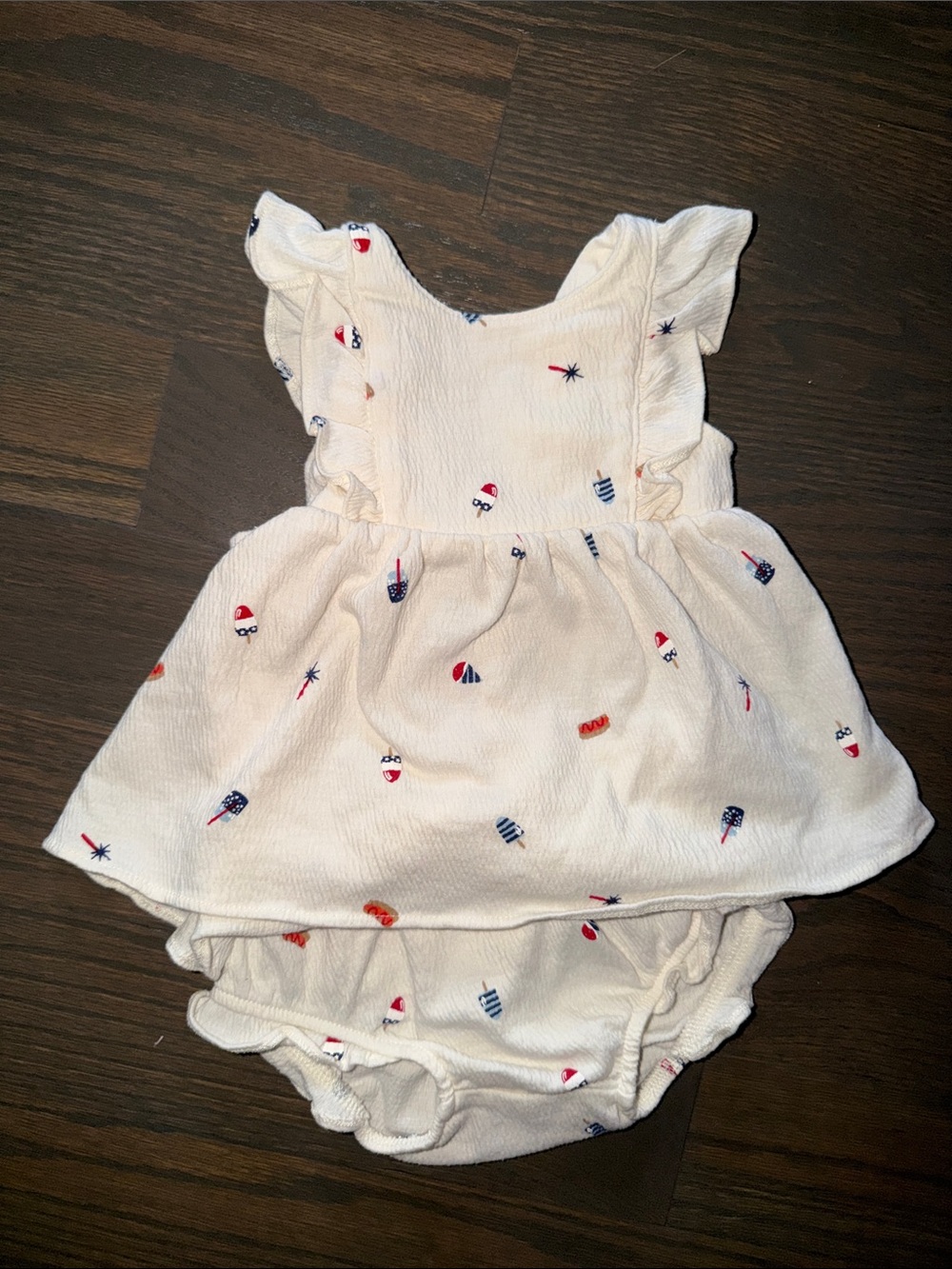 Carter’s 12M Patriotic Red White Blue Ruffle Dress Bloomers Set - Picture 1 of 6